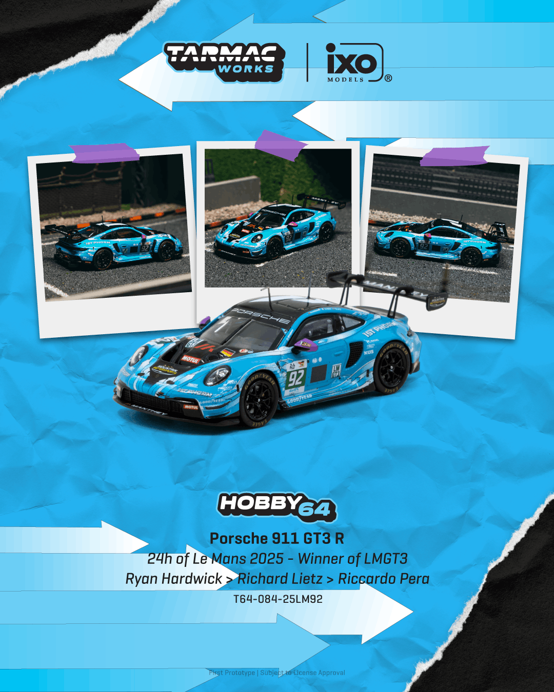 Tarmac Works Porsche 911 GT3 R 24h of Le Mans 2025 - Winner of LMGT3 Ryan Hardwick / Richard Lietz / Riccardo Pera — imagem principal