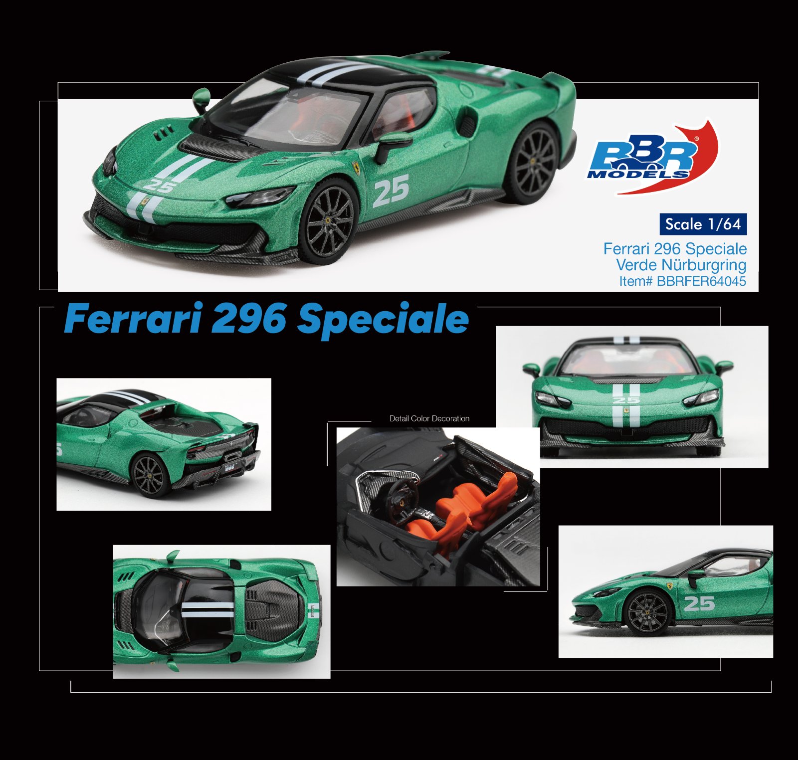 BBR Models Ferrari 296 Speciale Verde Nürburgring — imagem principal